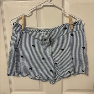 Crown and Ivy Shorts Size 4 Scallop Navy Stripe Elephant Election Day Patriotic